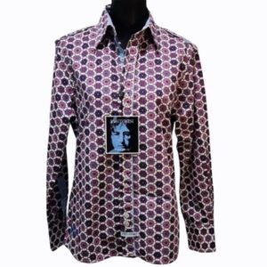 JOHN LENNON IMAGINE Pink Purple Geo Pattern Men's Long-sleeve Shirt (S)